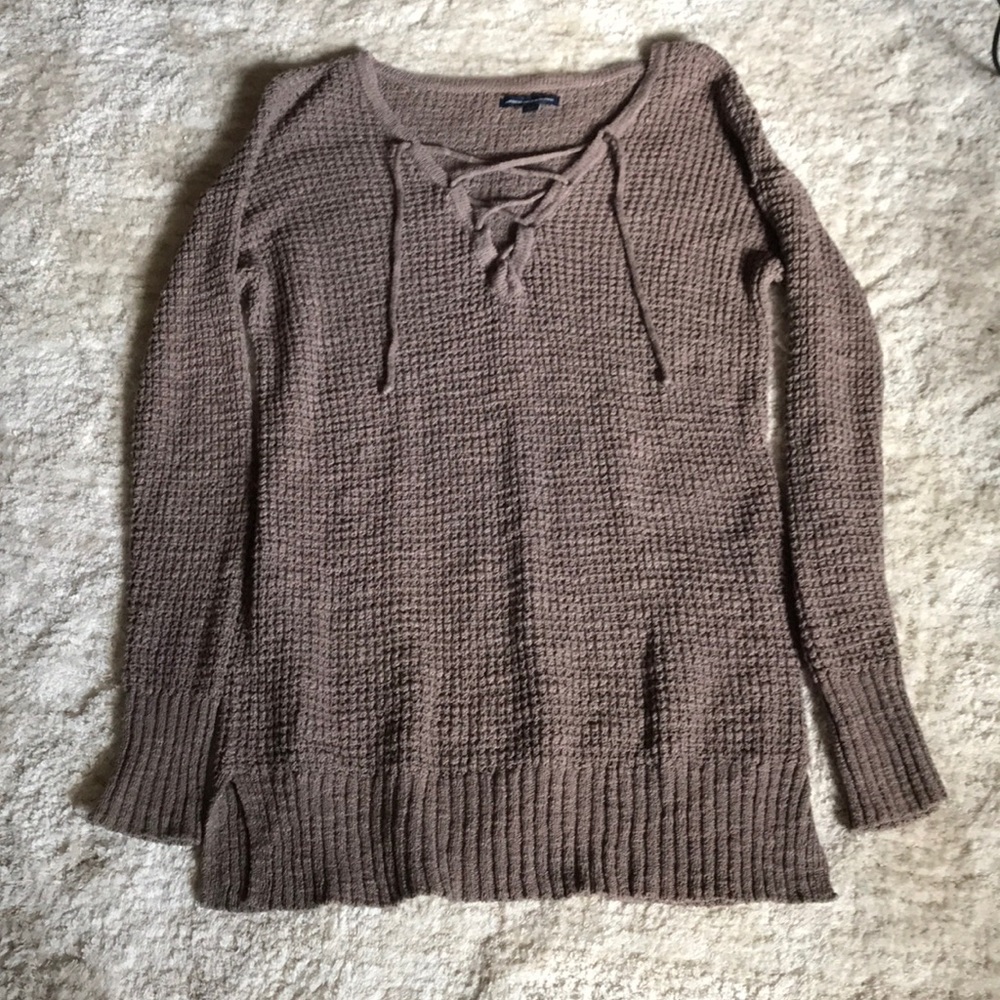 lace tie up sweater